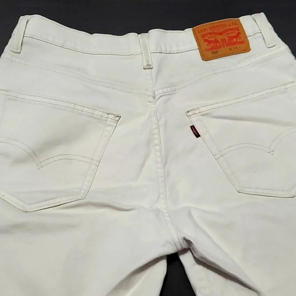 Levi's 569 Off White Loose Fit Straight Classic Preppy Jean Shorts 31